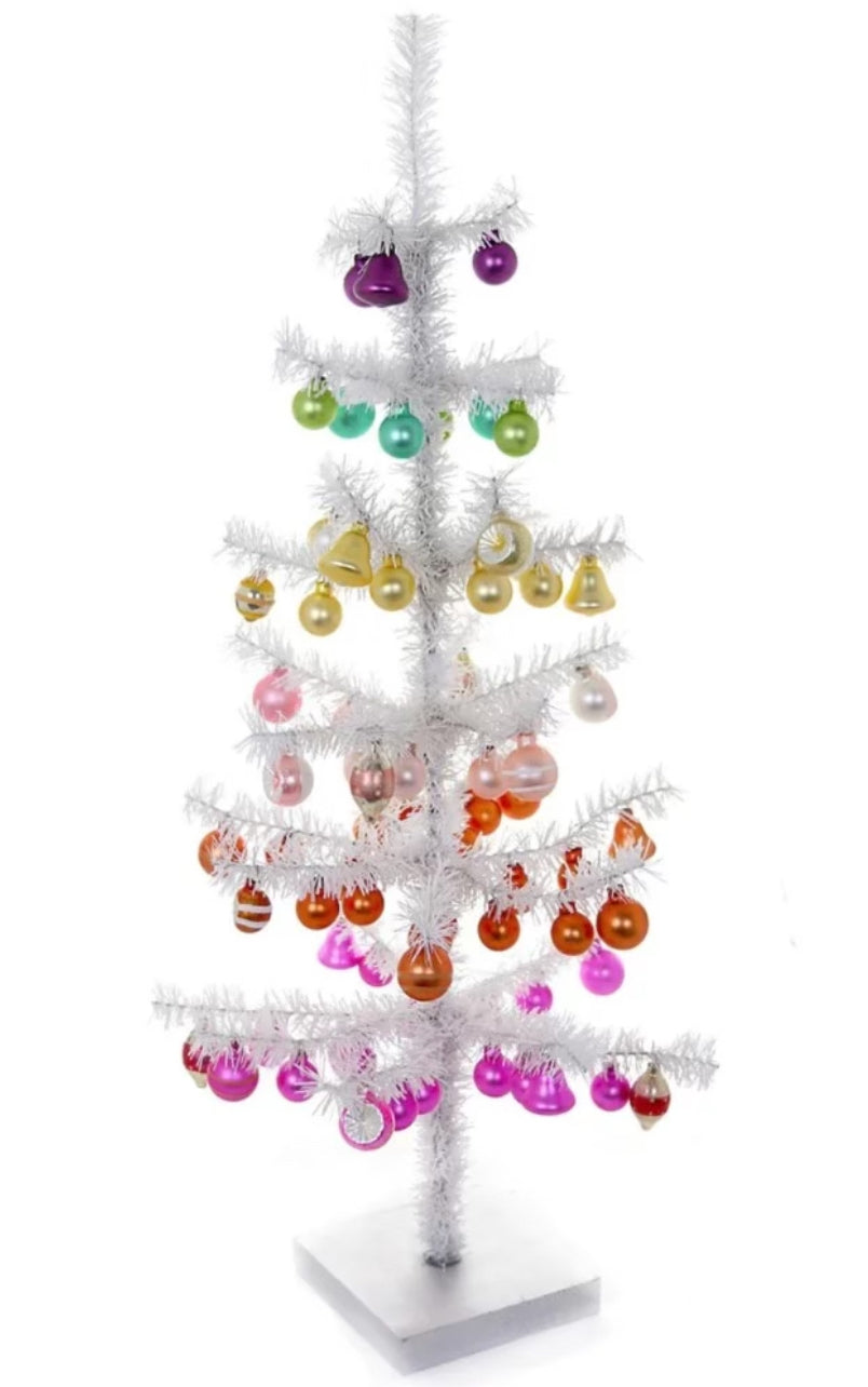 Decorated Rainbow Glass Ornament Tree